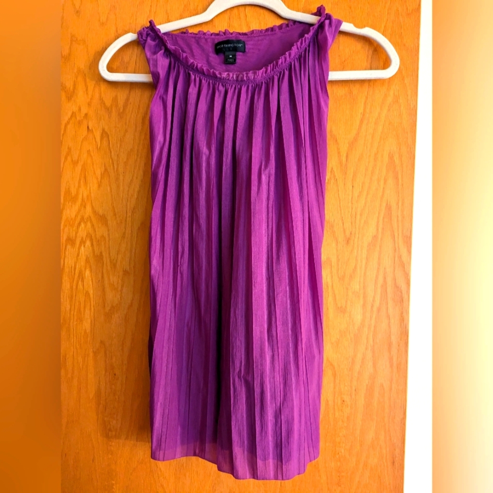 Worthington Purple Sleeveless Pleated Top Medium